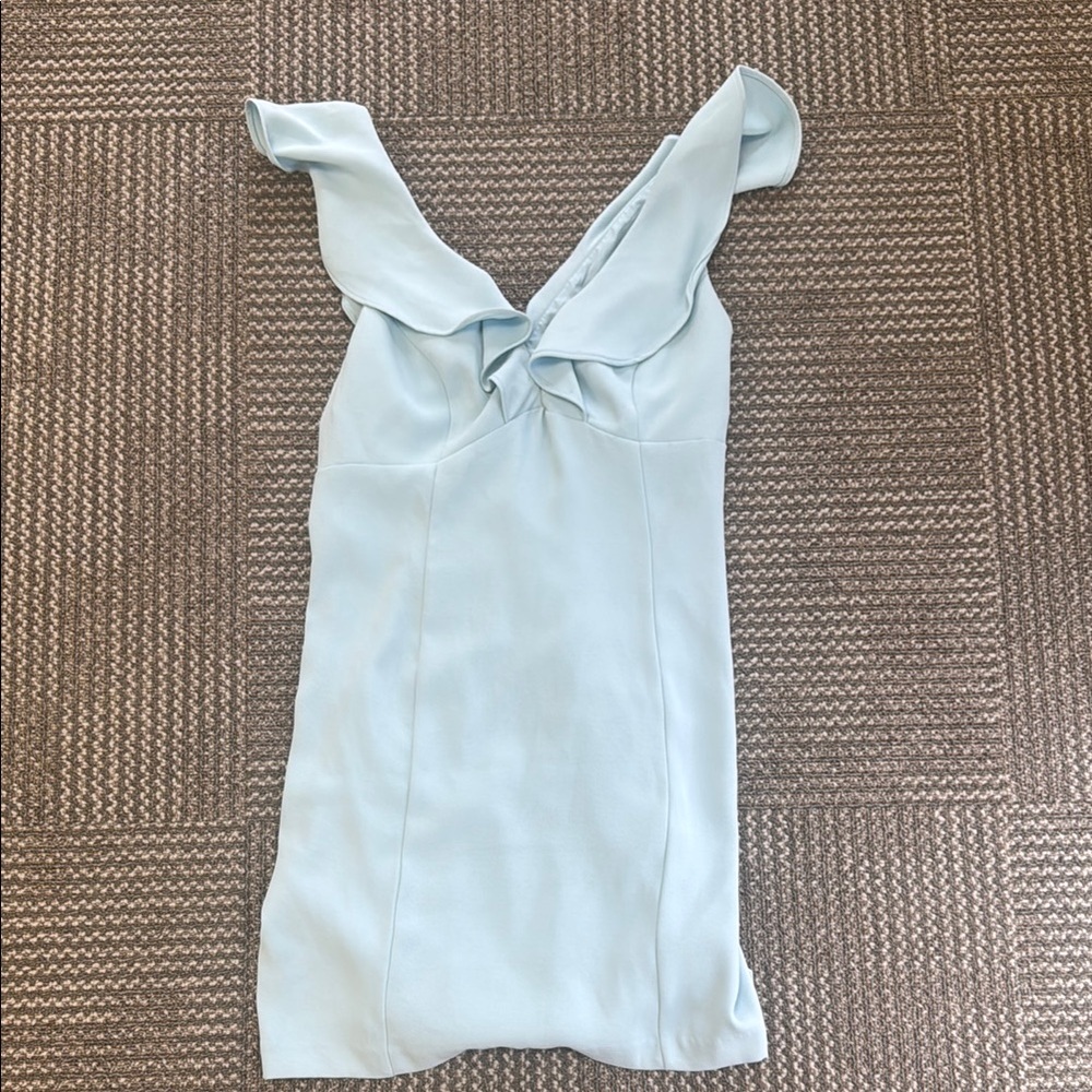 Aidan by Aidan Mattox Light Blue Ruffle Cocktail Mini Dress, size 8
